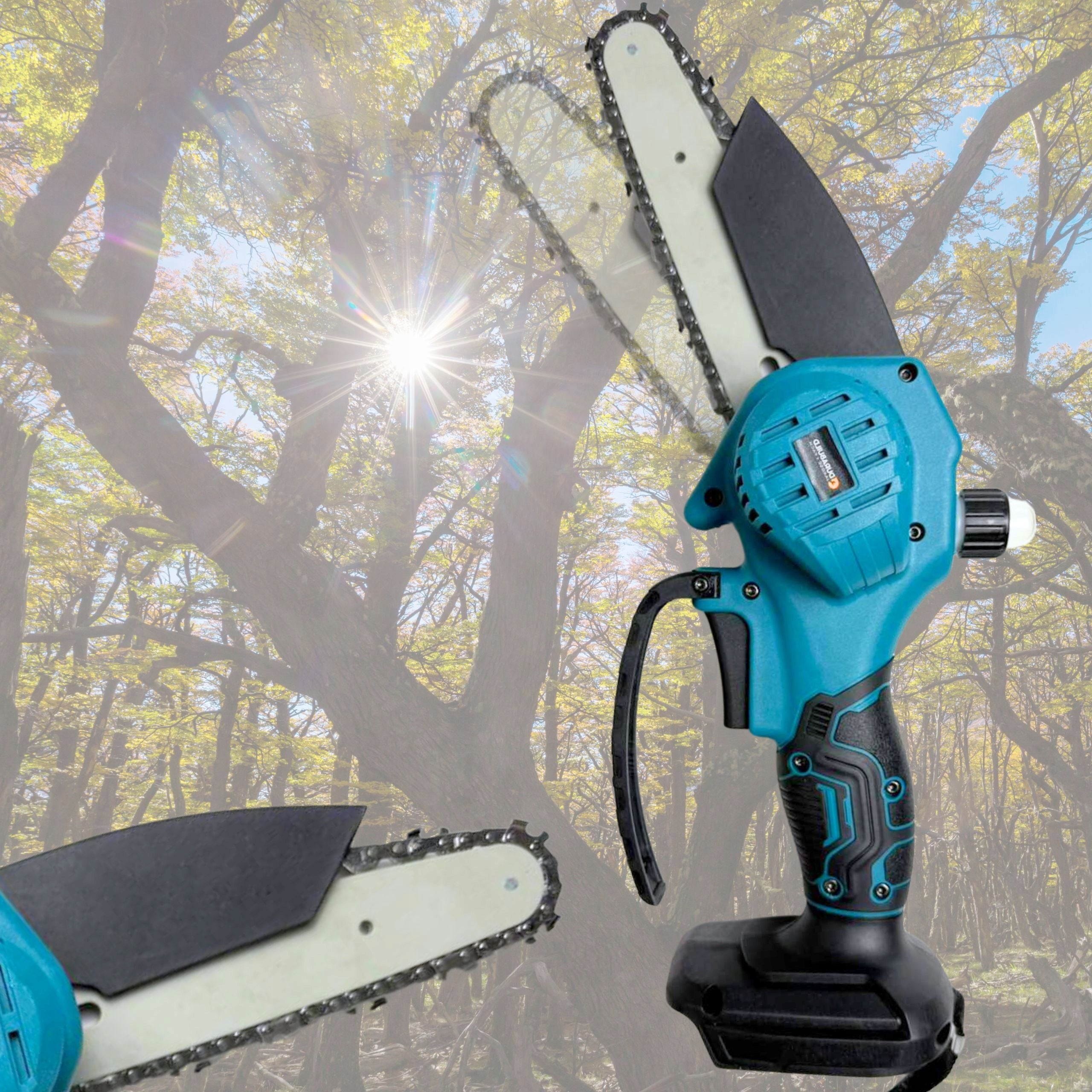 TELESCOPIC CORDLESS CHAINSAW 2M PRUNER BOOM 2 AKU Manufacturer code Zestaw piła + sekator + wysięgnik rotacyjny