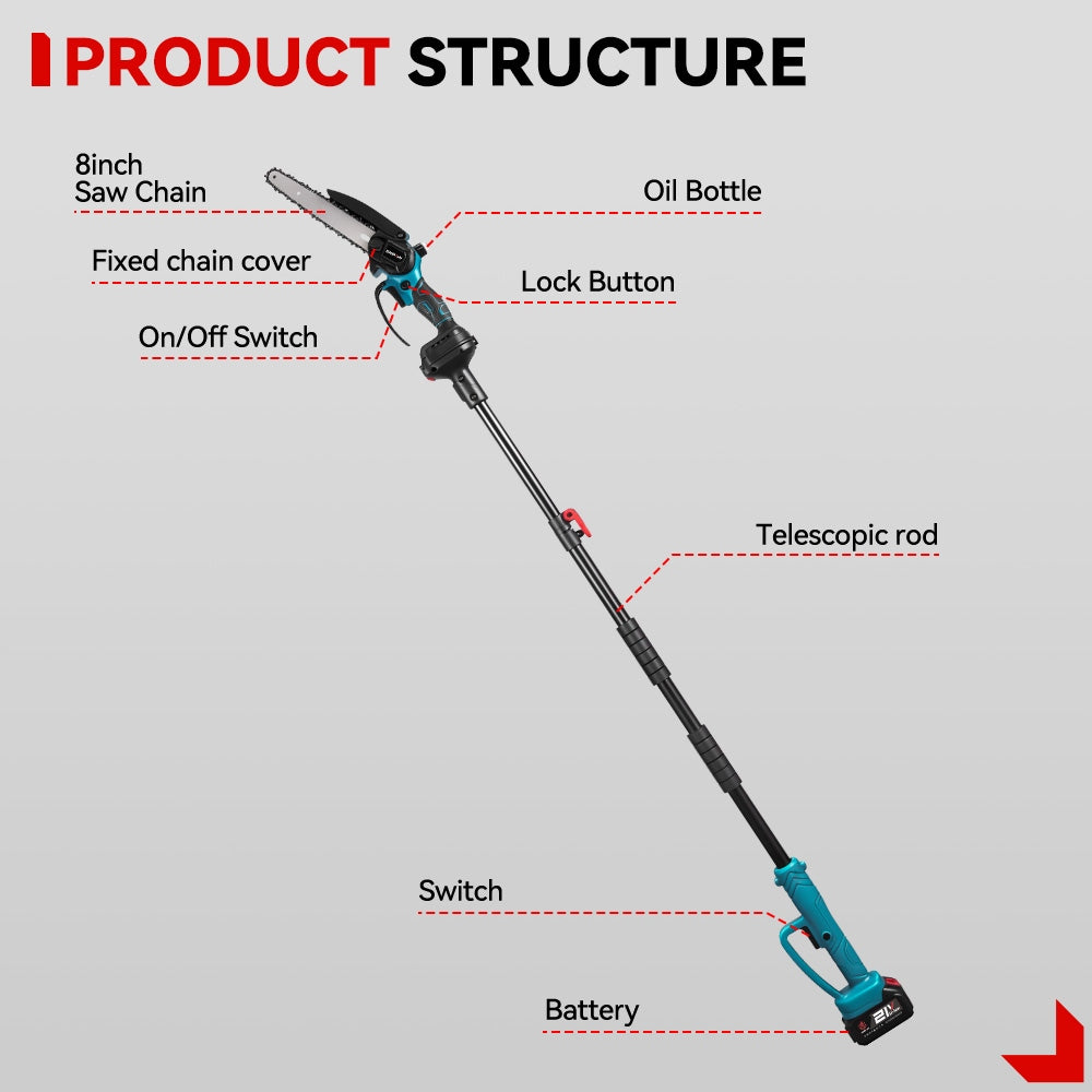 TELESCOPIC CORDLESS CHAINSAW 8'' OREGON SAW BOOM 2AKU Packaging status original
