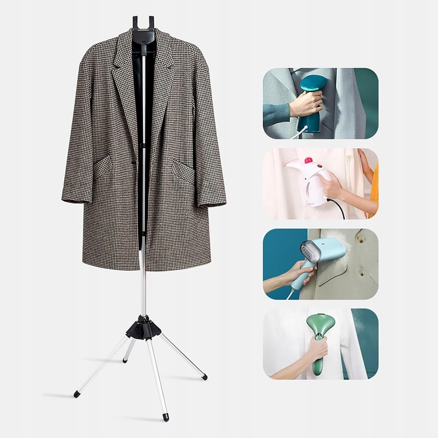 TELESCOPIC FOLDING CLOTHES HANGER FOR STEAM IRONING 160 CM Product width 47 cm