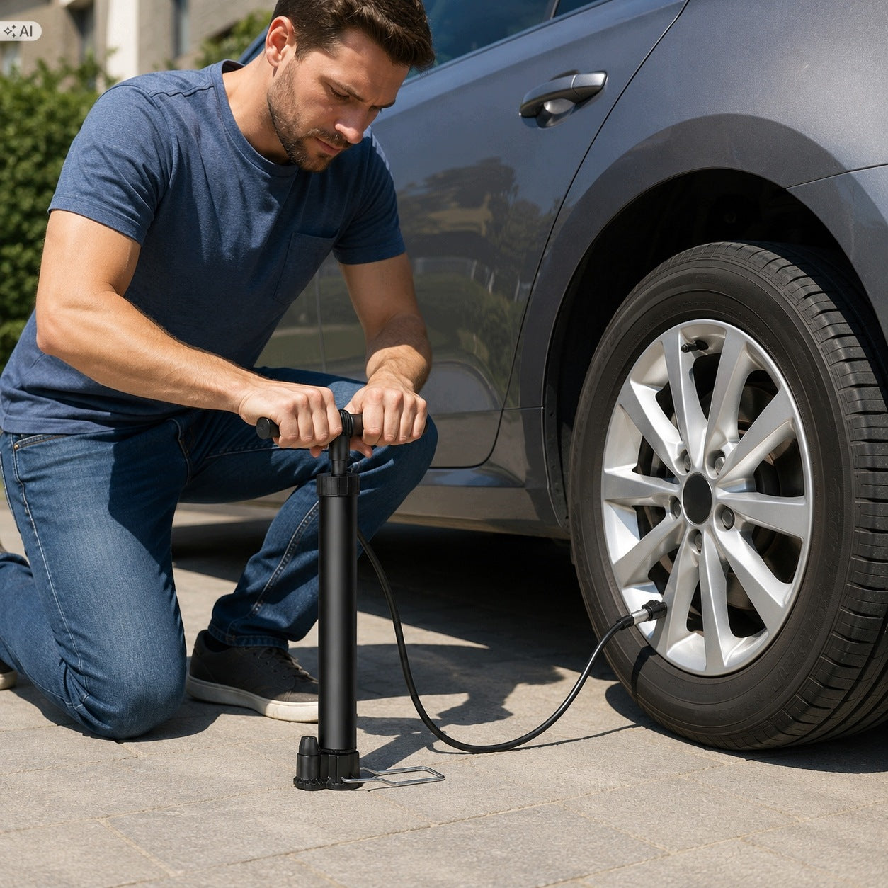 TELESCOPIC HAND PUMP FOR BICYCLE TIRES BALLS UNIVERSAL Manufacturer code pompka rowerowa samochodowa ręczna