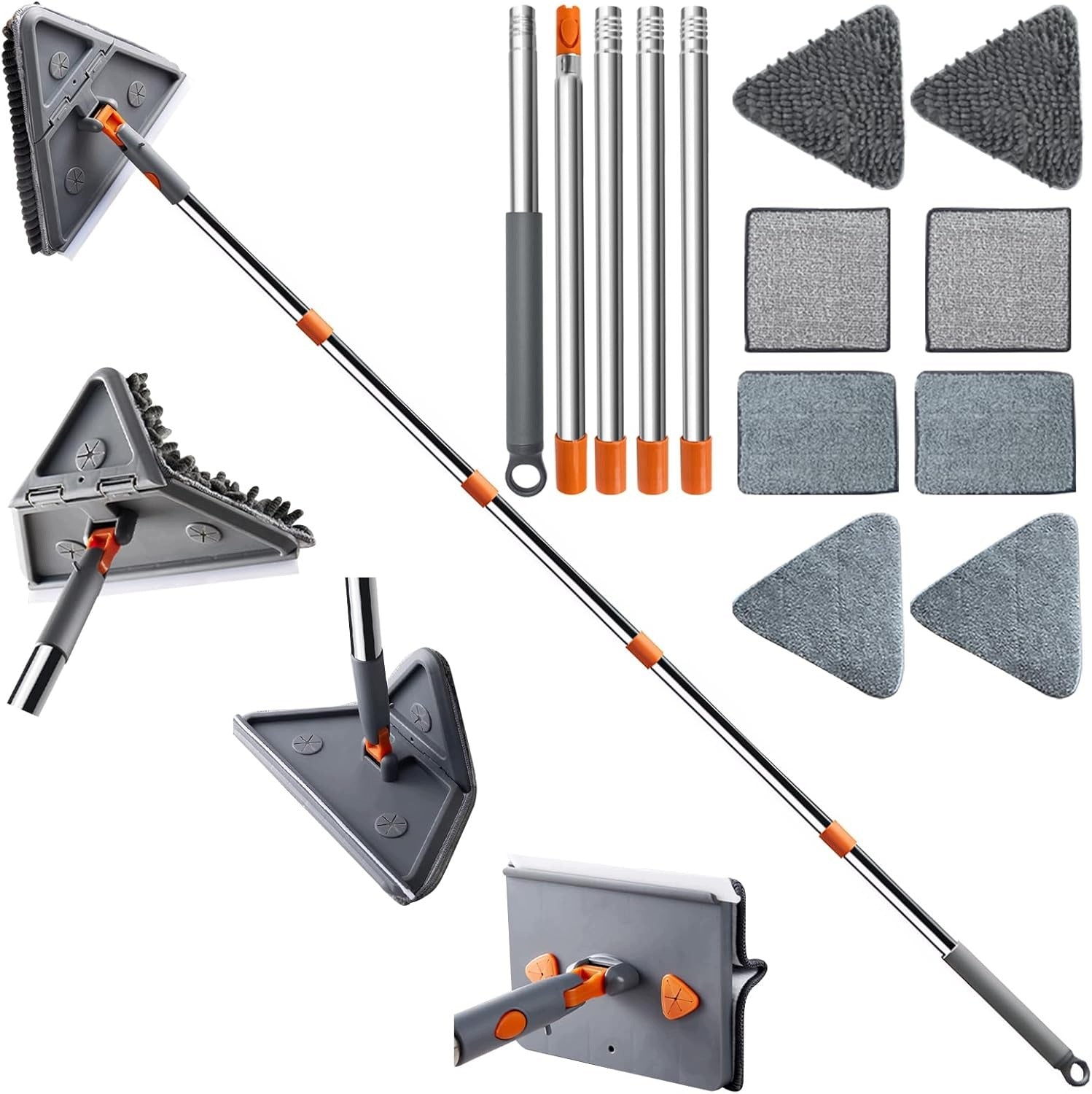 TELESCOPIC MOP 193 CM RETRACTABLE WITH 8 ROTARY PADS