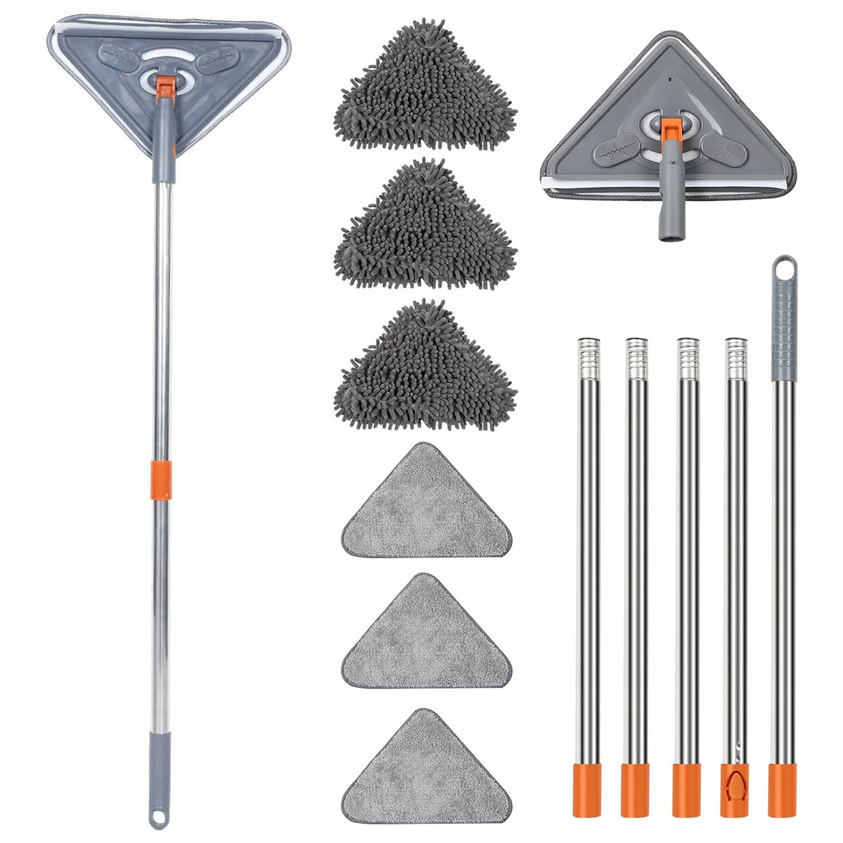 TELESCOPIC MOP ROTATING Triangular FOLDING CARTRIDGE + 6 OVERLAYS Packaging status original