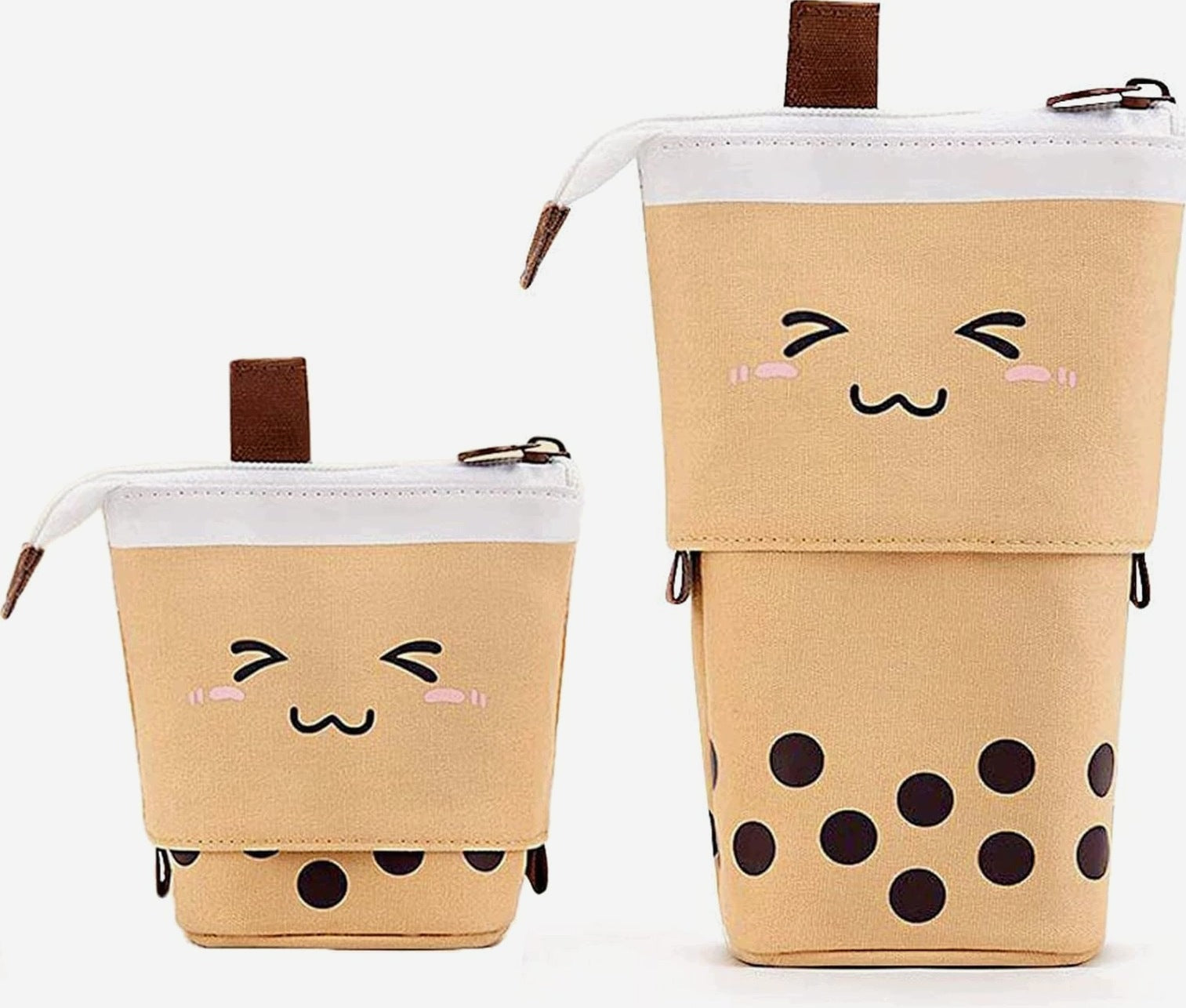 TELESCOPIC PENCIL CASE COFFEE TEA MILK ORGANIZER ZIPPER POP-UP