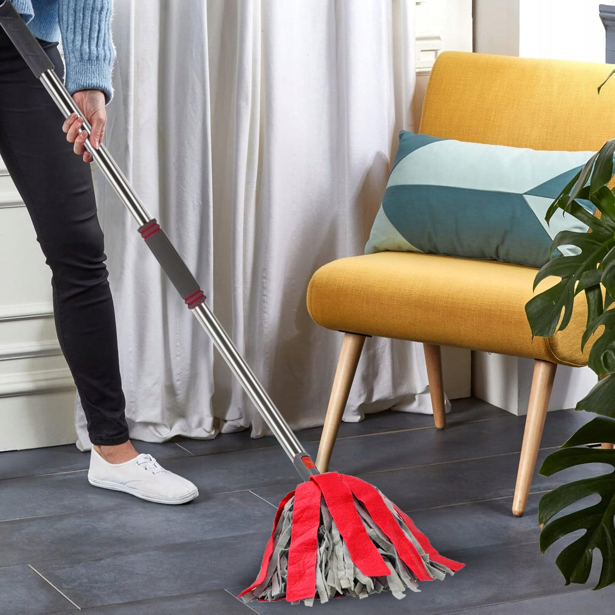 TELESCOPIC STRIP MOP FLOOR CLEANING STRIPS VISCOSE 180cm Brand no brand
