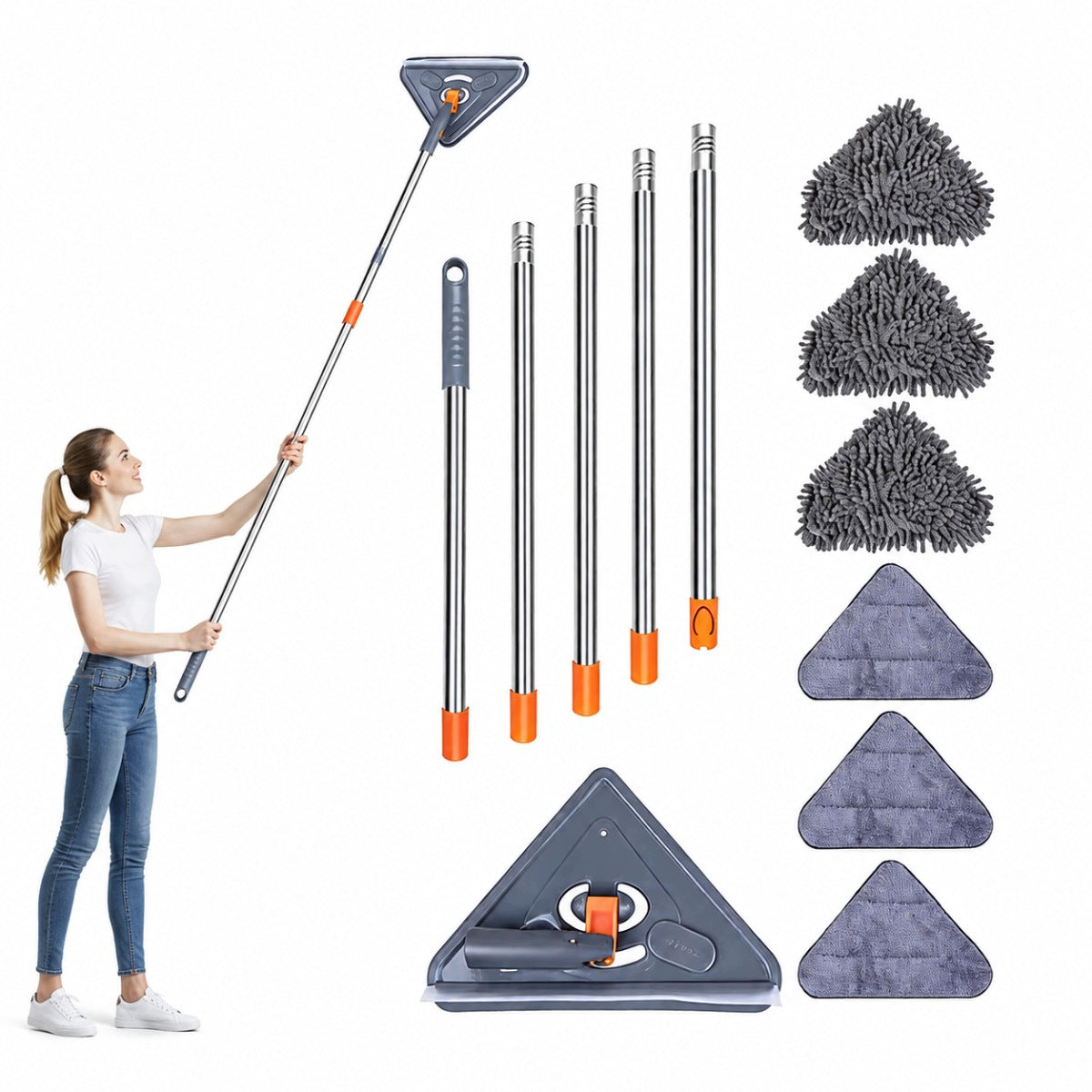 TELESCOPIC TRIANGULAR FOLDING MOP +6 MOP PADS