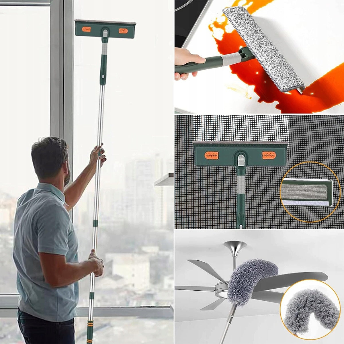 TELESCOPIC WASHER FOR WINDOW WINDOWS SQUEEGEE BRUSH 40-206cm Manufacturer code 6974812508488