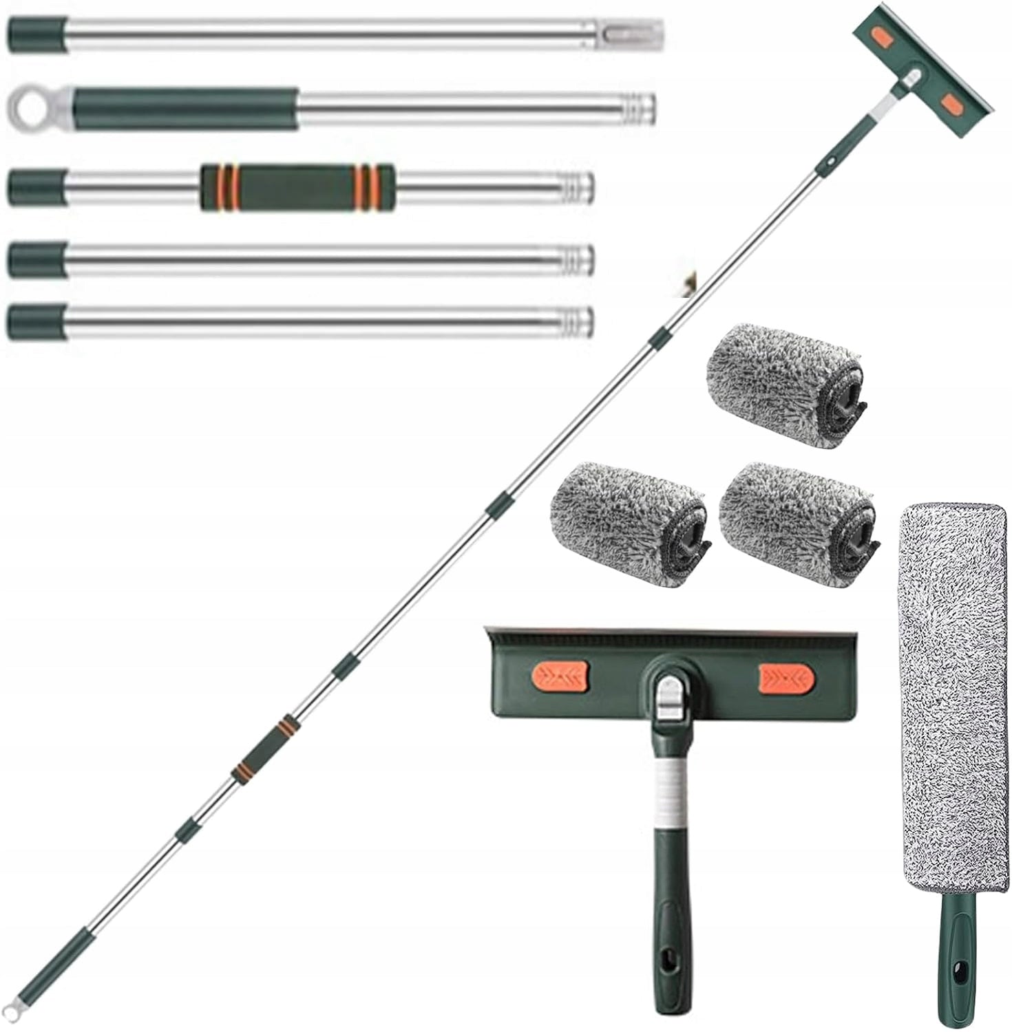 TELESCOPIC WINDOW WASHER 2.6M MOP STREAK PULLER FOR WINDOWS LONG SET