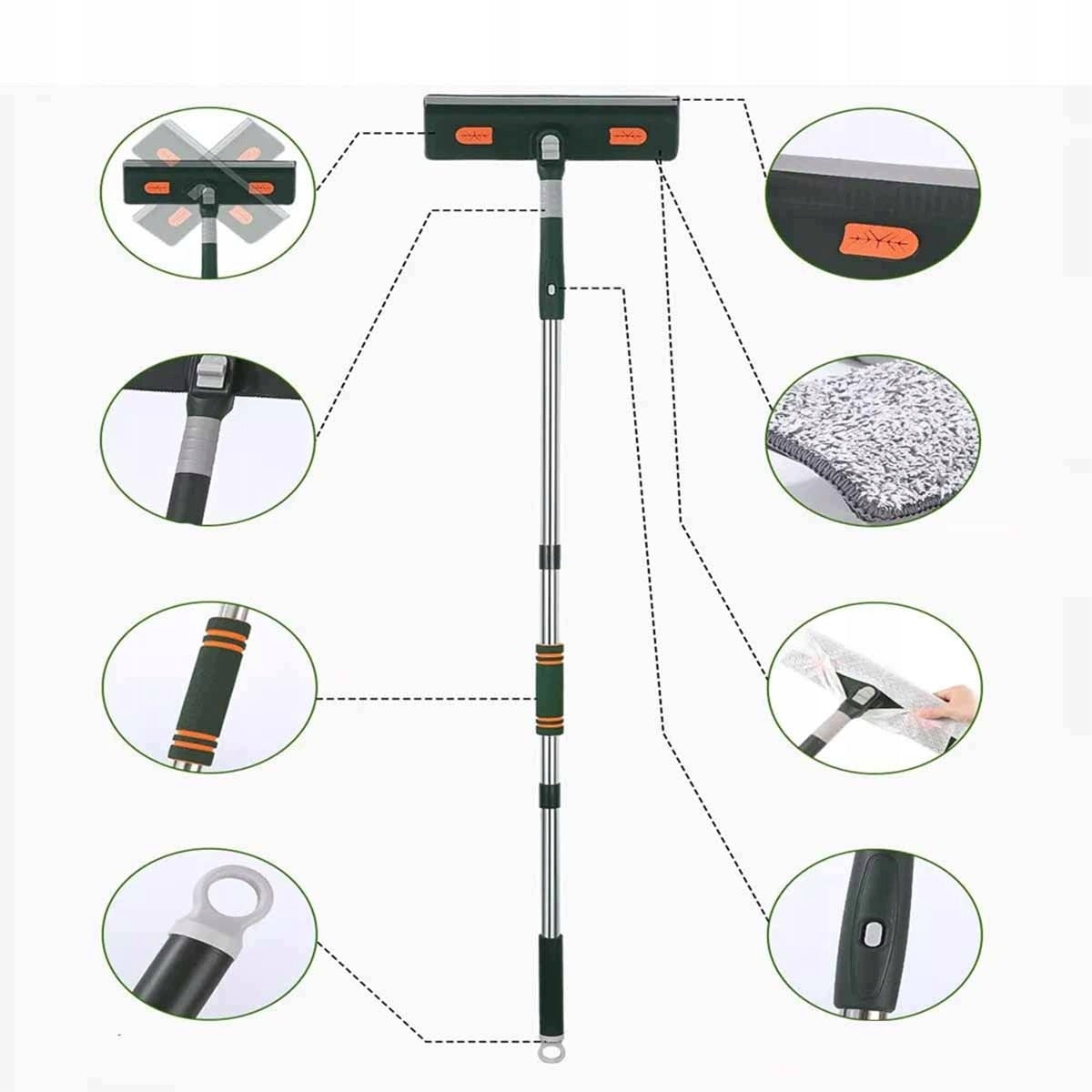 TELESCOPIC WINDOW WASHER MOP STREAK PULLER FOR WINDOWS LONG SET 210CM Manufacturer code 4069499987335