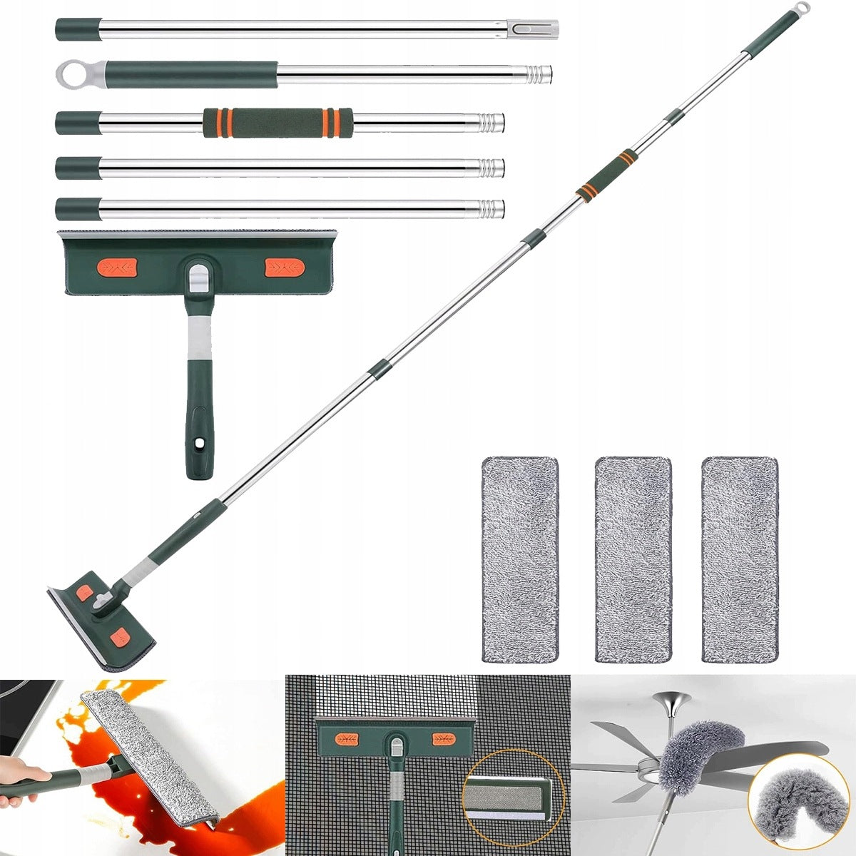TELESCOPIC WINDOW WASHER MOP STREAK PULLER FOR WINDOWS LONG