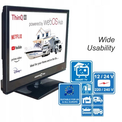TELEWIZOR 16" Unispectra Smart(WebOS) TV 12v/240v S2/T2/C Magic Remote Manufacturer code 160T2S2W