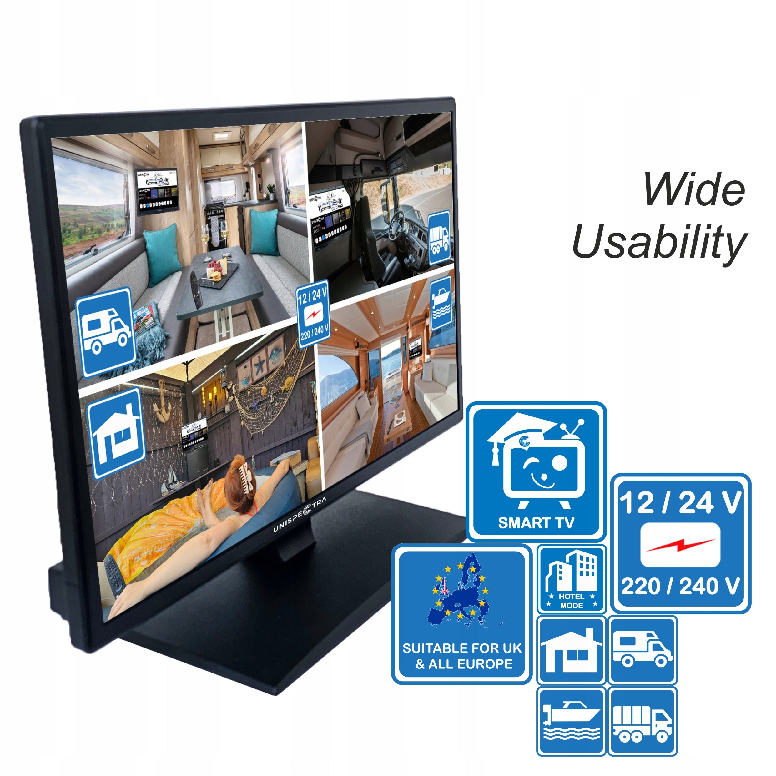TELEWIZOR 22" Unispectra Smart(WebOS) TV 12v/240v S2/T2/C Magic Remote Manufacturer code 22ET2S2W