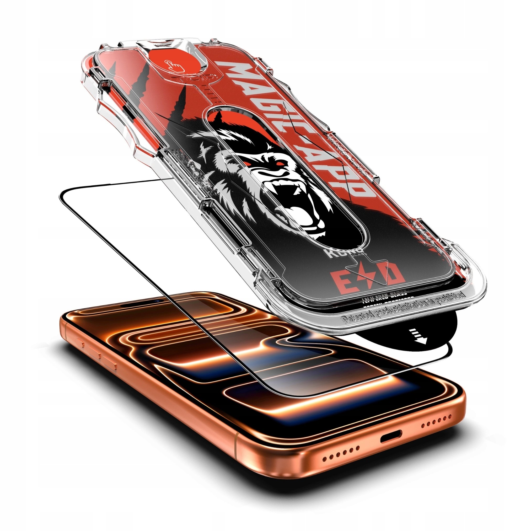TEMPERED GLASS 9H KONG FAST WITH APPLICATOR FOR iPhone 13/13 Pro/14/16e Packaging status original