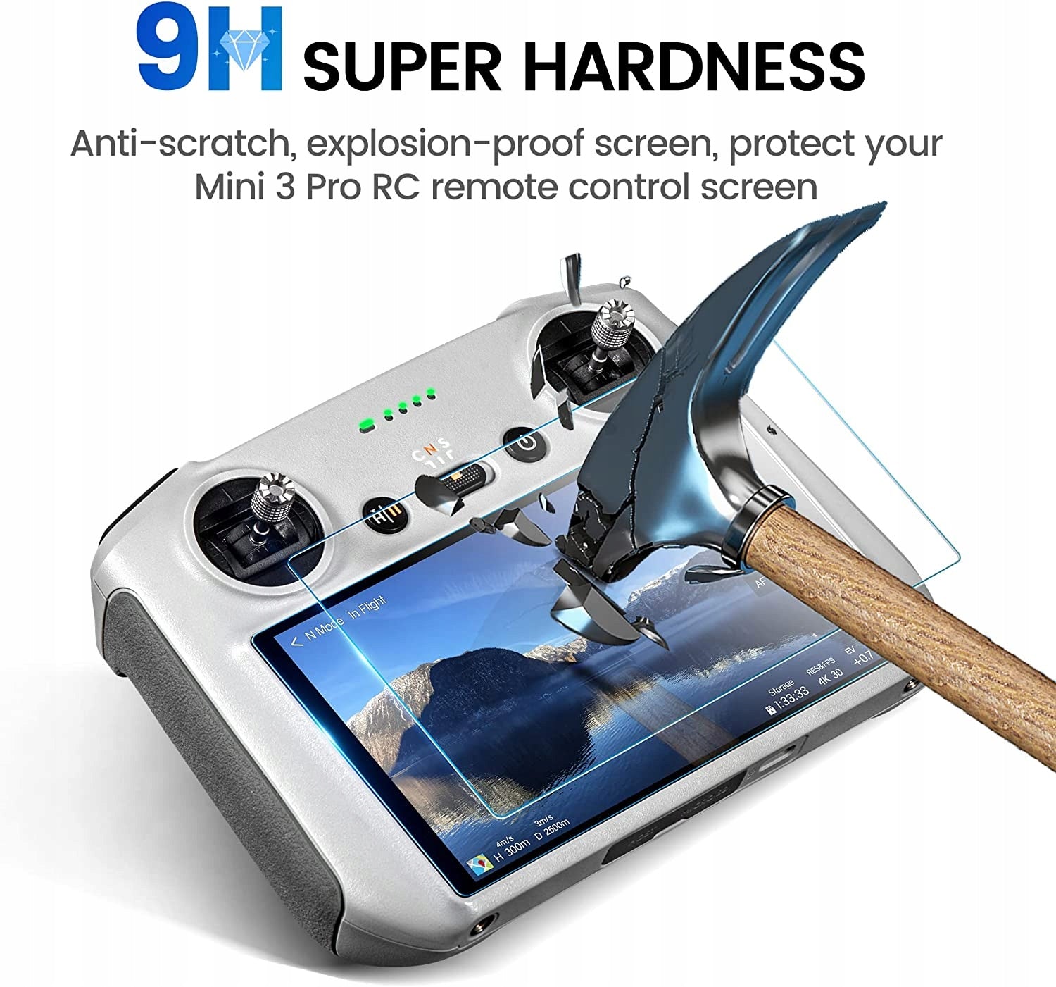 TEMPERED GLASS FILM FOR DJI MINI 5 PRO/MINI 4 PRO/MINI 3 PRO RC2/RC Manufacturer code STR1110851