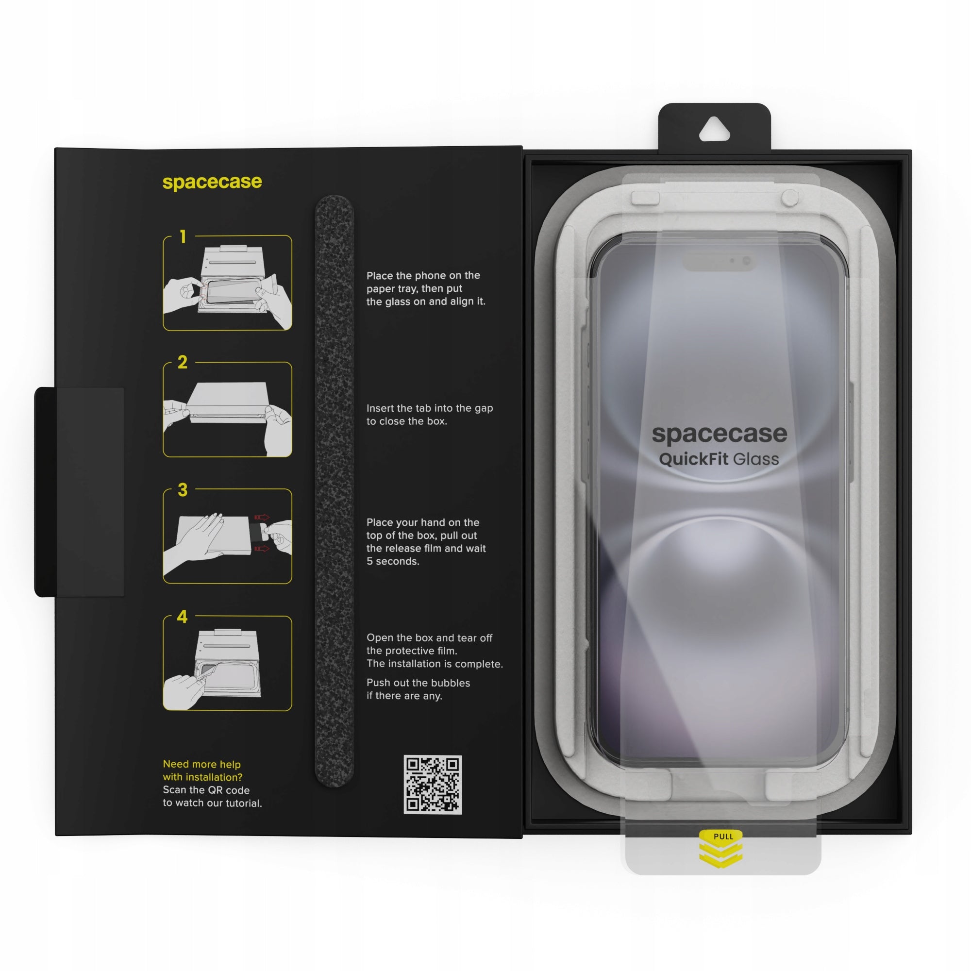 TEMPERED GLASS FOR IPHONE 15 / 16 FAST WITH QUICKFIT APPLICATOR - 2 PIECES Manufacturer Spacecase