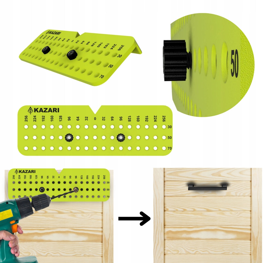 TEMPLATE FOR DETERMINING THE HOLES OF HANDLES FOR CABINET FRONTS