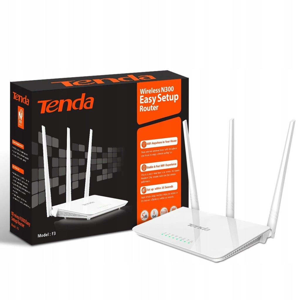 TENDA F3 300 Mbps WIRELESS ROUTER 3 ANTENNAS PAD SANTORINI Manufacturer code F3
