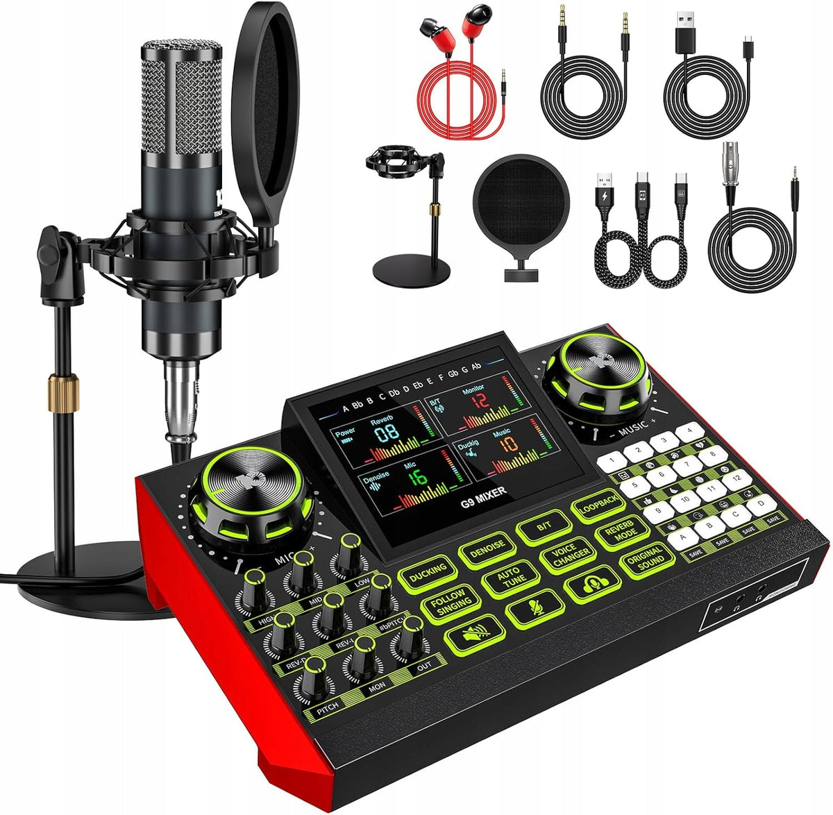 TENLAMP G9 Podcast Equipment, Audio Interface with Soundboard Effects GB222
