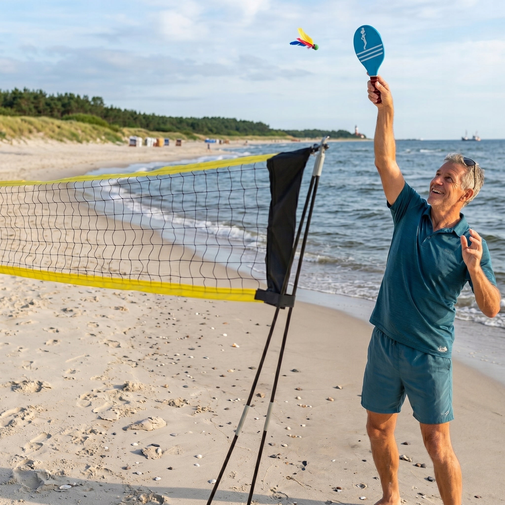 TENNIS VOLLEYBALL BADMINTON NET PORTABLE + COVER Color black