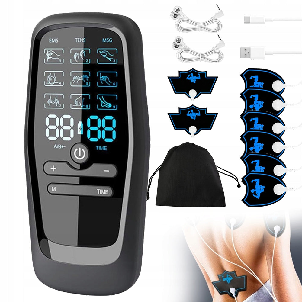 TENS/EMS DEVICE, CURRENT STIMULATION DEVICE FOR PAIN THERAPY BLACK