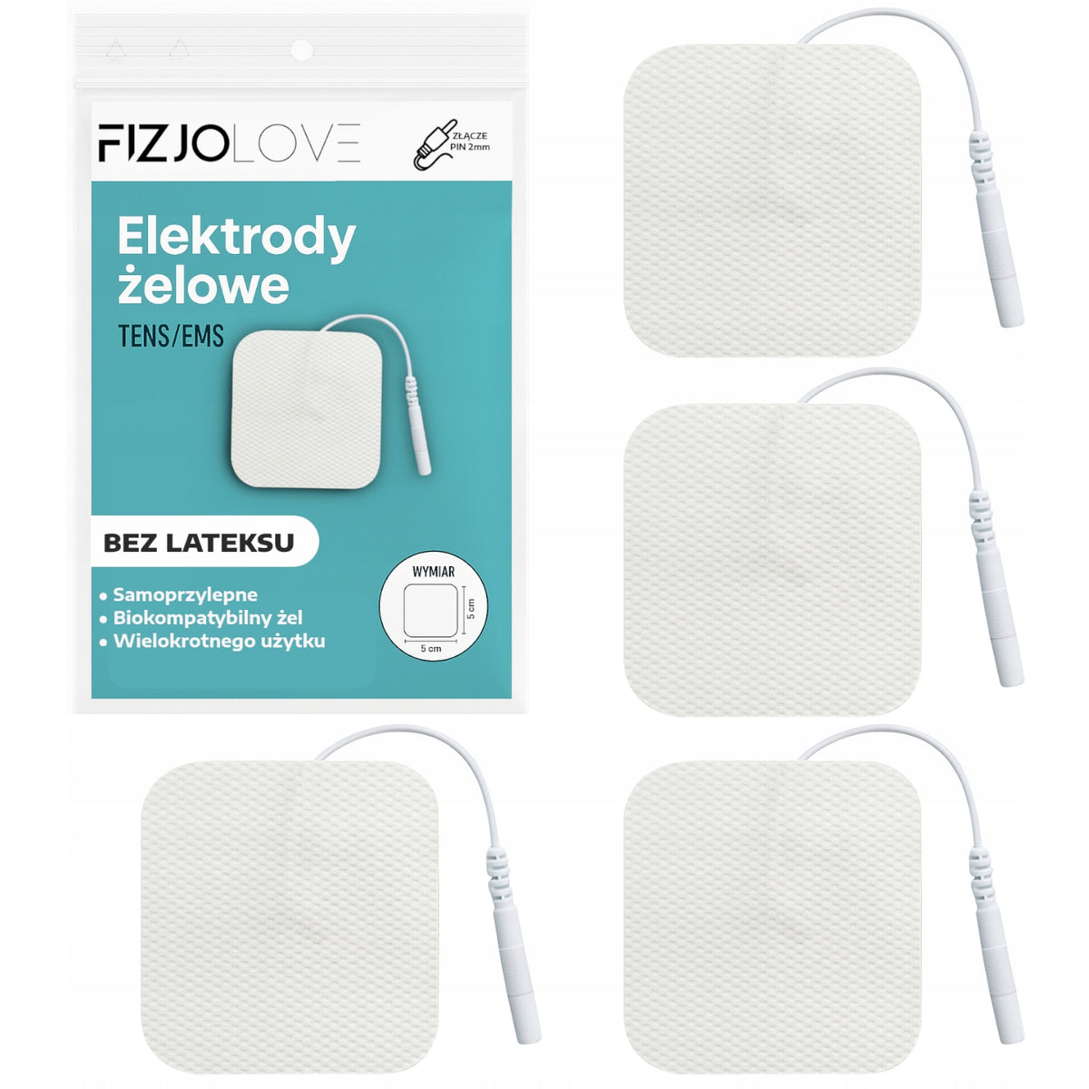 TENS EMS GEL ELECTRODES FOR ELECTROSTIMULATION OVERLAY 4 pcs 5x5 cm