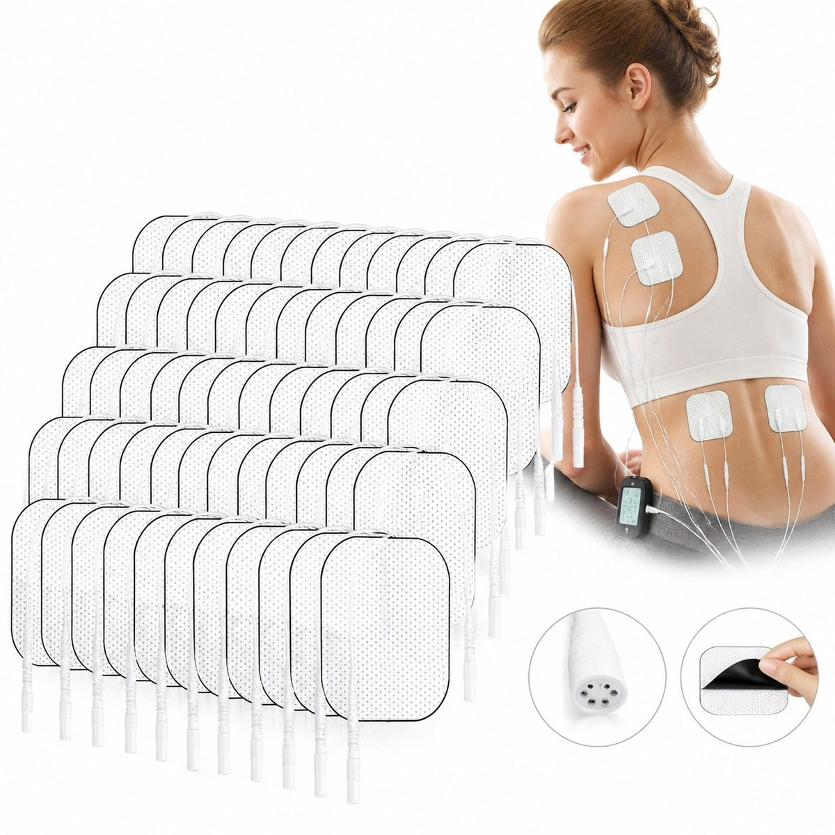 TENS EMS GEL ELECTRODES FOR ELECTROSTIMULATION PADS 40 pcs.