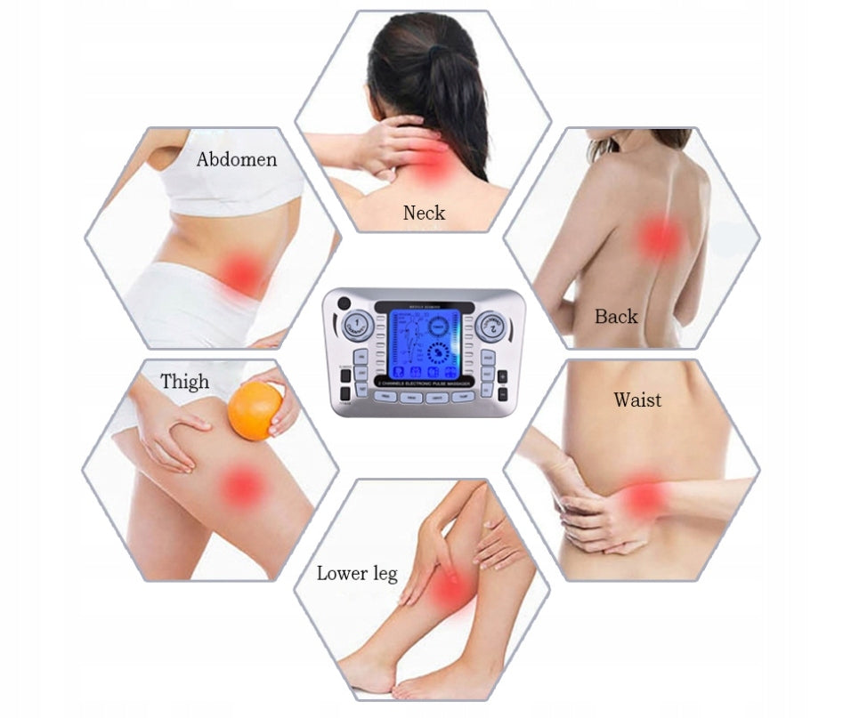 TENS EMS MUSCLE STIMULATOR MASSAGER XXL Set 27 Electrodes in 4 Types Number of programs 8