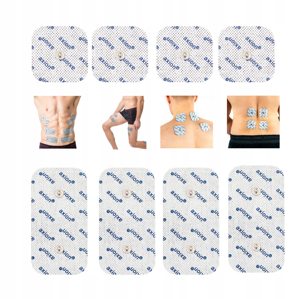 TENS EMS electrodes for COMPEX 5x5cm and 10x5cm SP 2.0 - 8.0 snap, set of 8