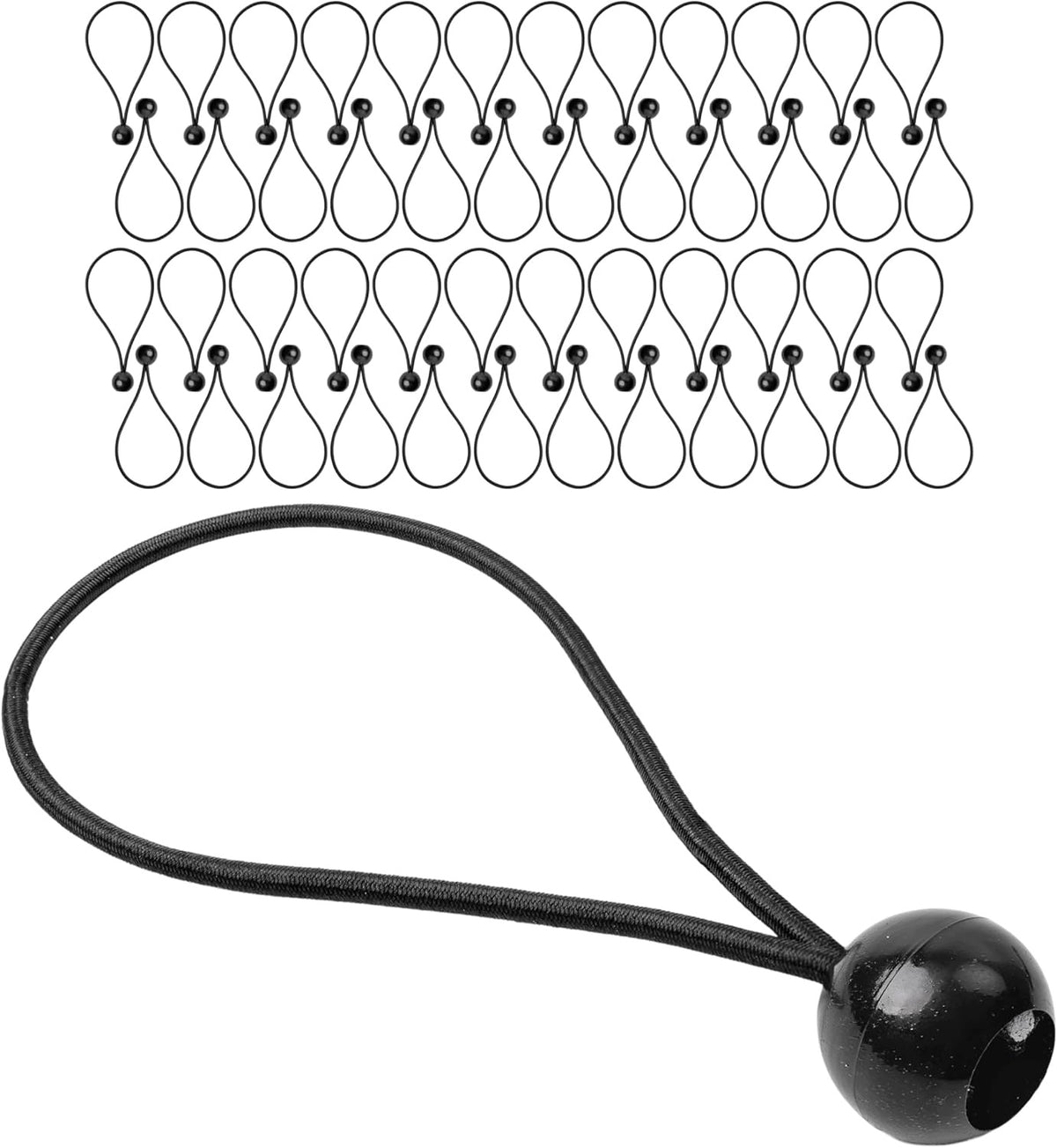 TENSION BANDS WITH BALL 50 PCS 20 CM BLACK RUBBER CORDS