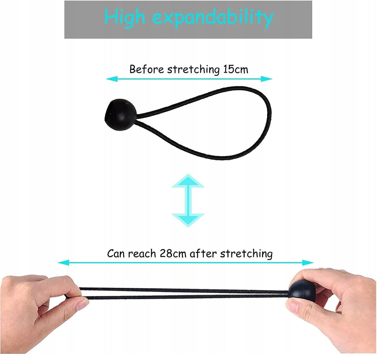 TENSION BANDS WITH BALL BLACK 15CM SET OF 25PCS BUNGEE Manufacturer code GUMKI NAPINAJĄCE KULKA BUNGEE PLANDEKA N