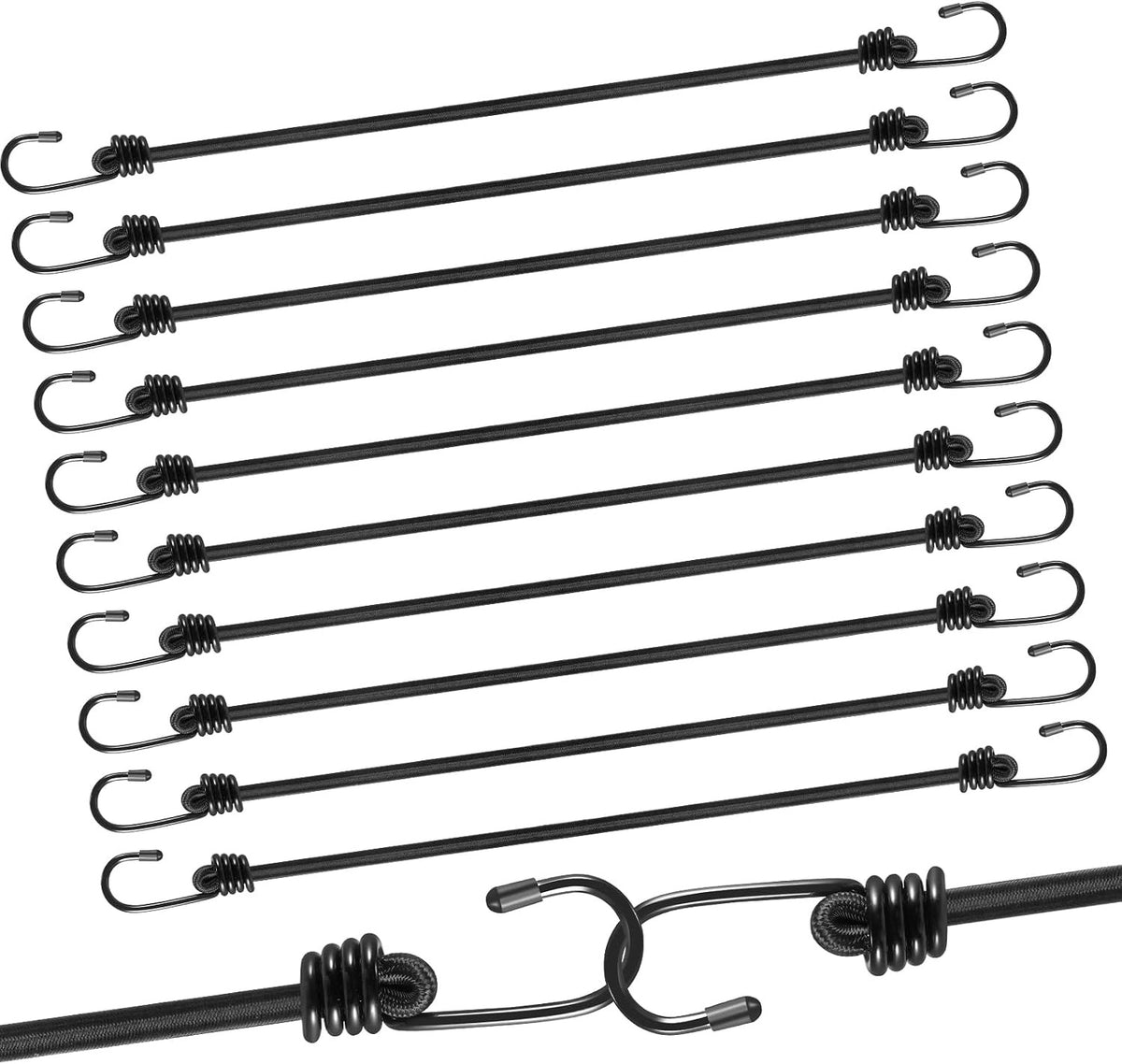 TENSION BANDS WITH HOOKS 12 PCS 60 CM LOAD 35 KG