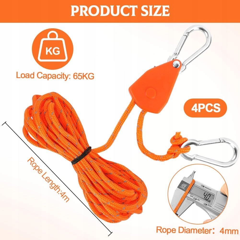 TENSION CABLES FOR TENT 4 M WITH TENSIONER AND CARABINERS 4 PCS. Packaging status original