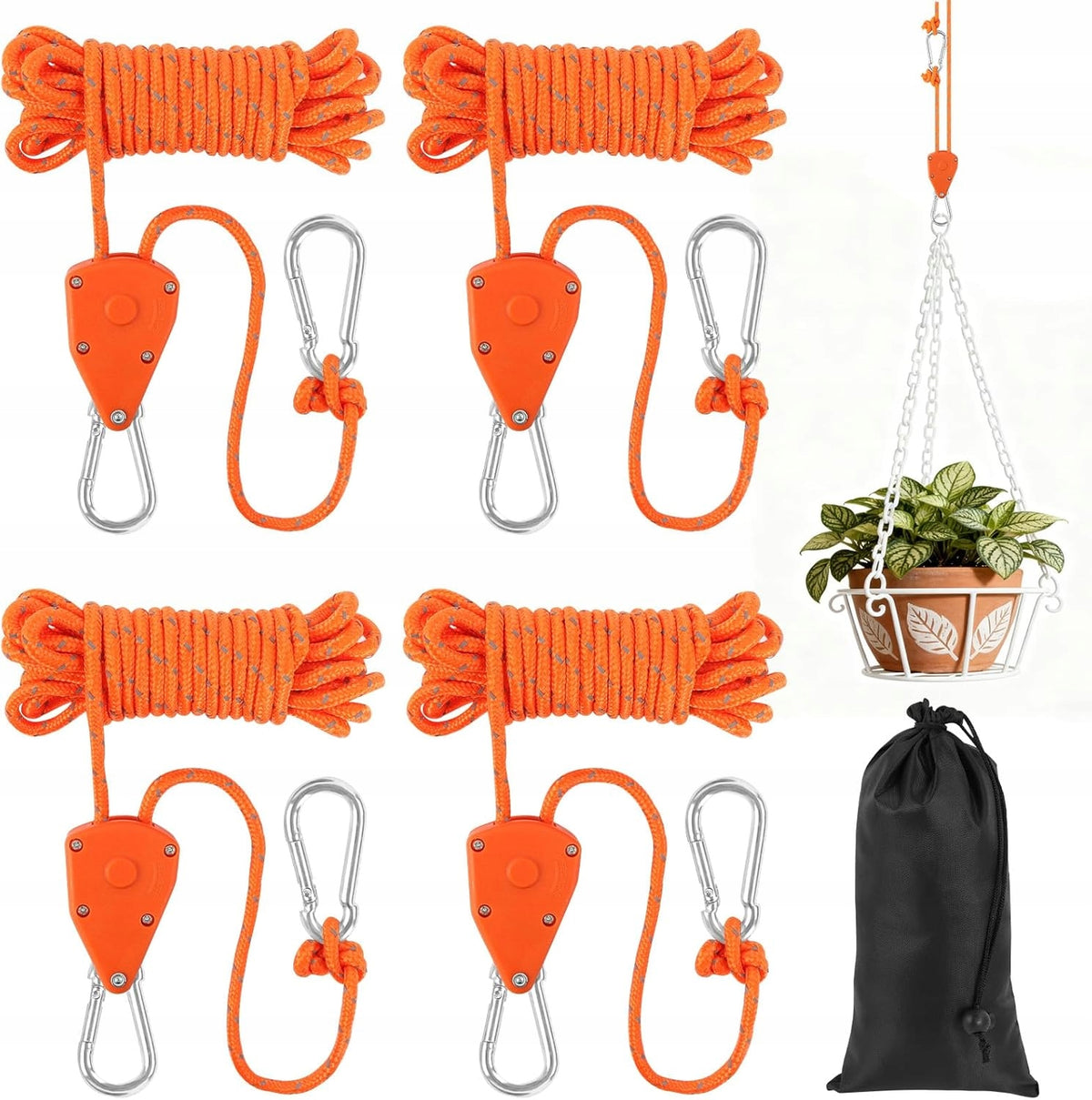 TENSION CABLES FOR TENT 4 M WITH TENSIONER AND CARABINERS 4 PCS.