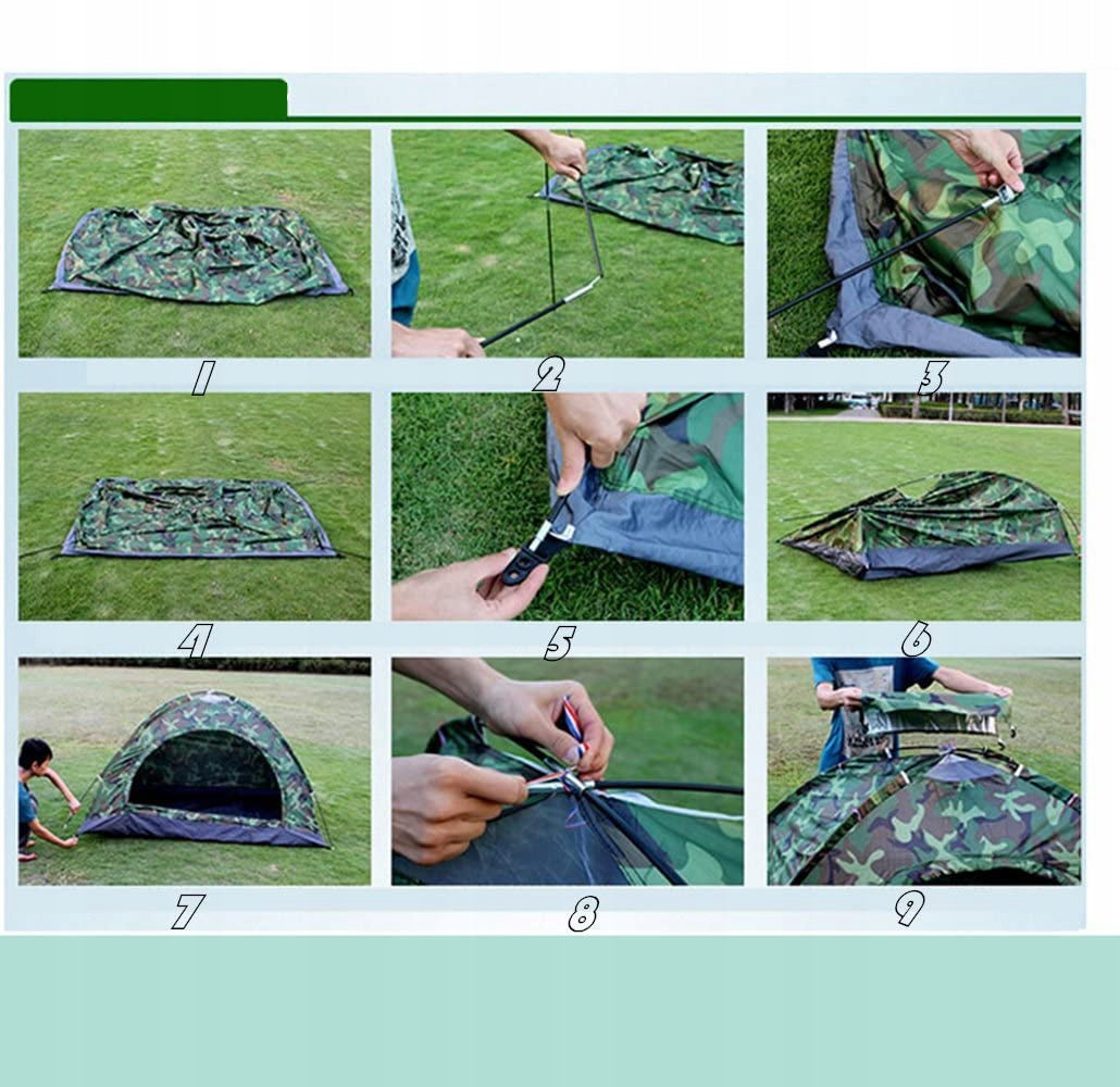 TENT 2 PERSON CAMOUFLAGE WITH TROPICAL TOURIST LIGHT HANDY MOSQUITO NET Color green