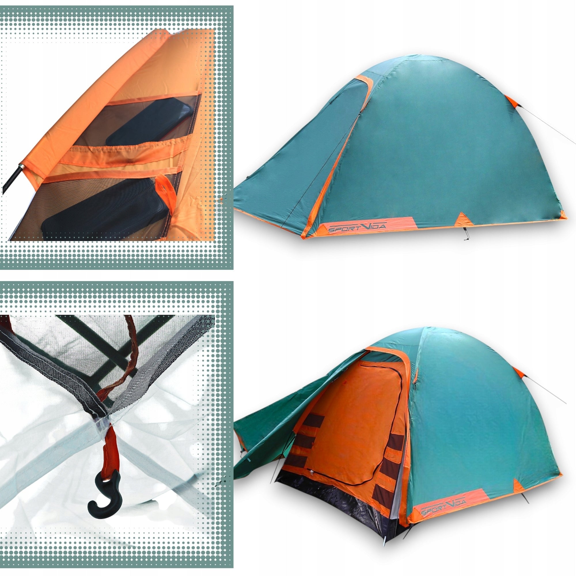 TENT 2 PERSON CAMPING WATERPROOF 4000mm TROPICAL MOSQUITO NETS SPORTVIDA Number of people 2