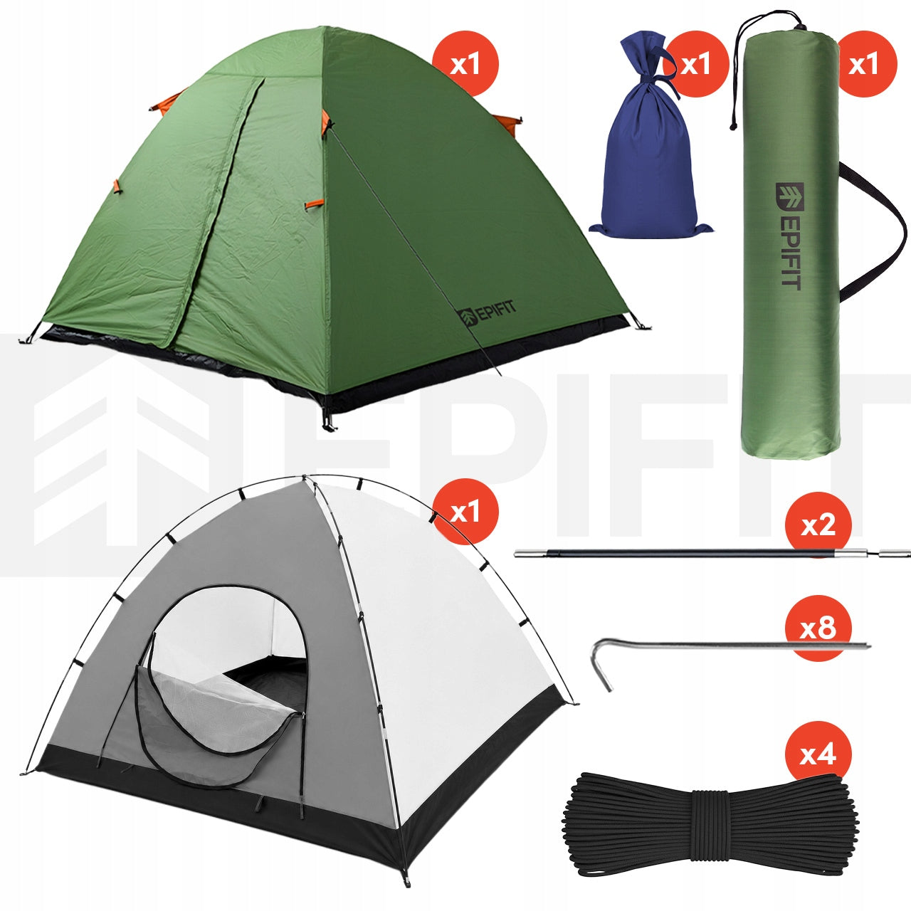 TENT 2 PERSON LIGHT WATERPROOF WITH CAMPING TROPICS 205x150x120 cm Brand Epifit