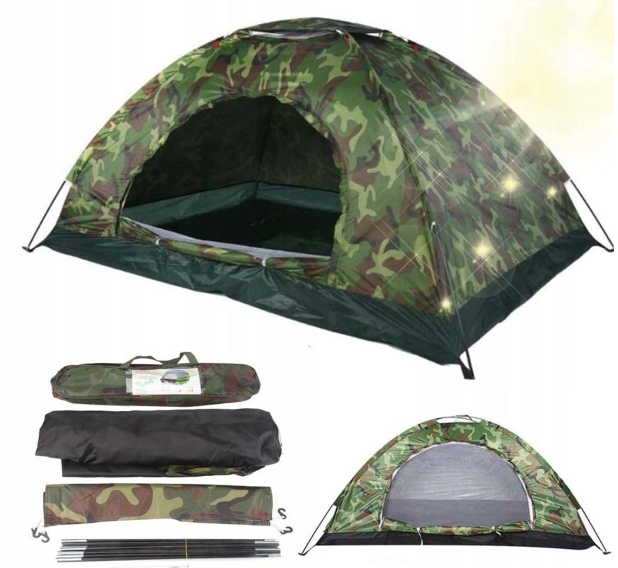 TENT 2 PERSON camping hiking light with mosquito net waterproof camo