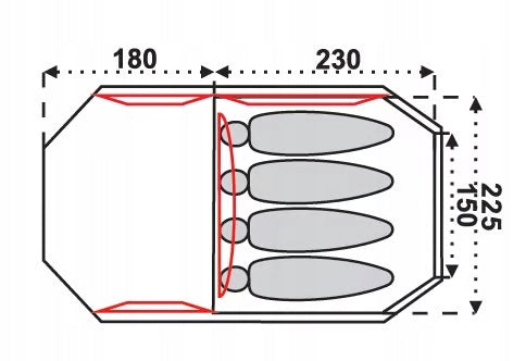 TENT 4 PERSON FAMILY FJORD NANSEN KORSYKA IV BEIGE Number of people 4