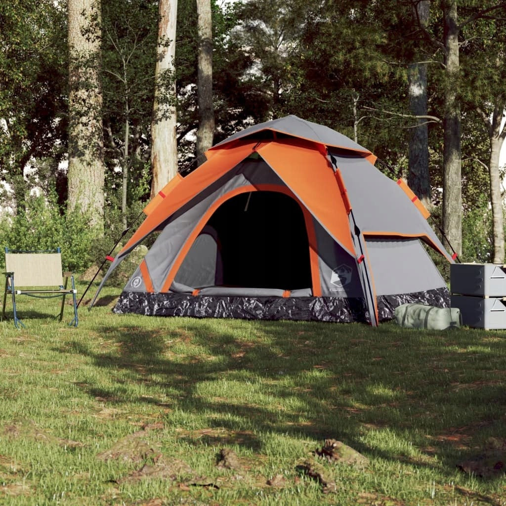 TENT 5-PERSON GREY-ORANGE QUICK UNFOLDING Brand VidaXL