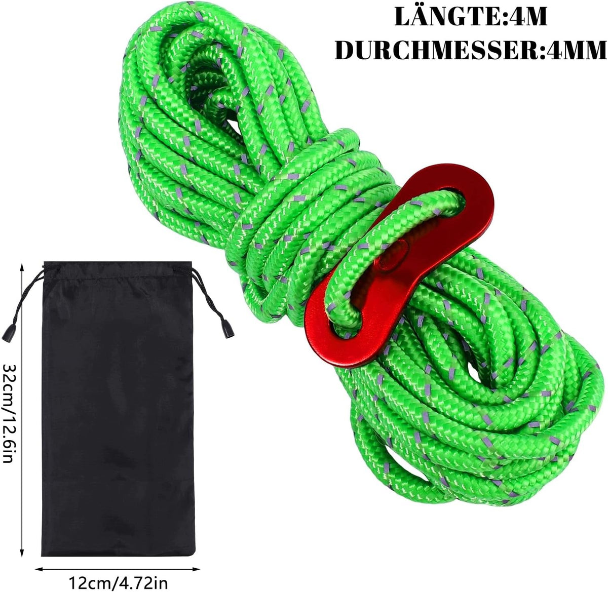 TENT CABLES 4M Ø4MM SET OF 8PCS ALUMINIUM TENSIONERS Manufacturer code LINKI NAMIOTOWE NAPINACZE KEMPING WĘDRÓW