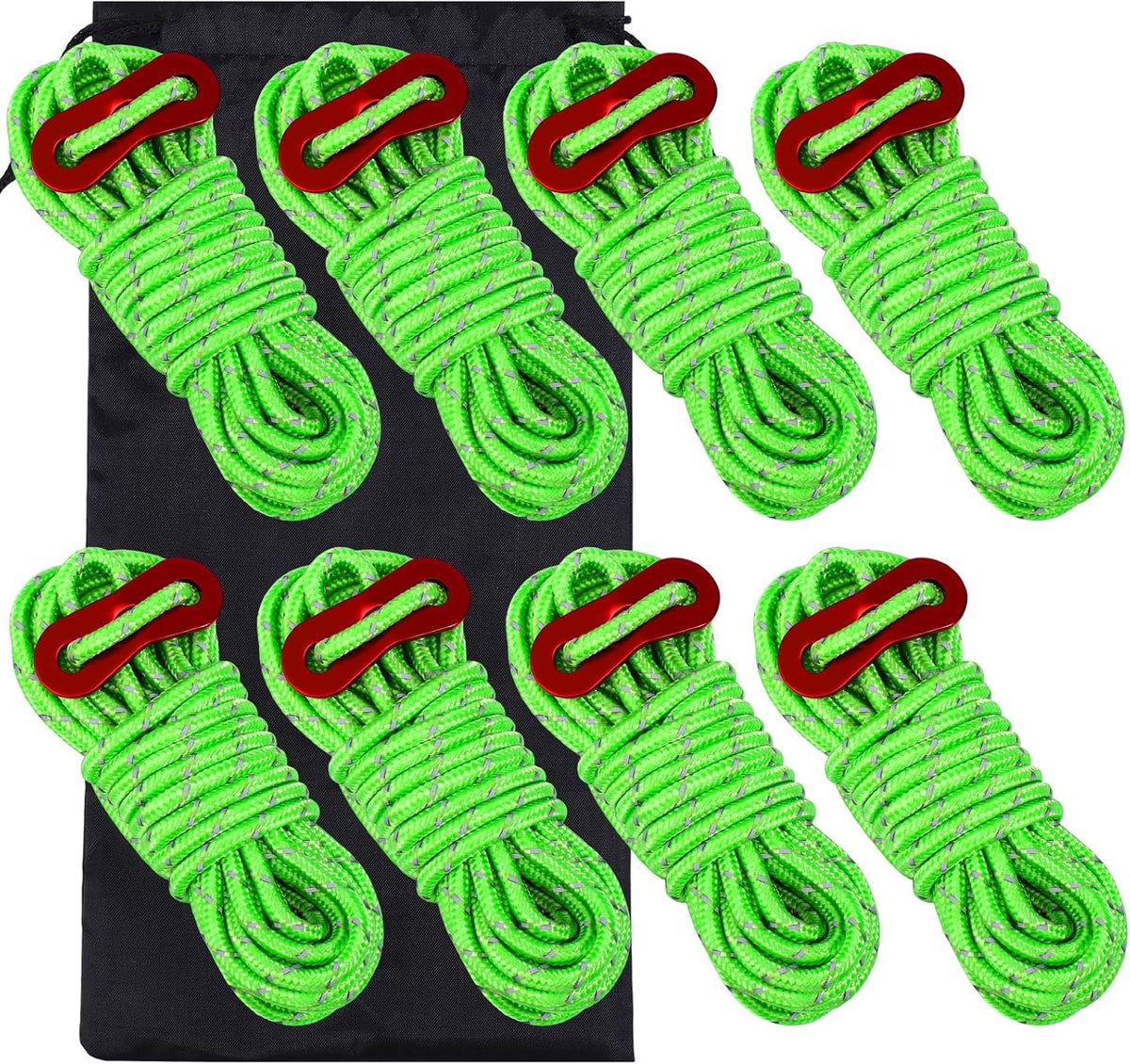 TENT CABLES 4M Ø4MM SET OF 8PCS ALUMINIUM TENSIONERS