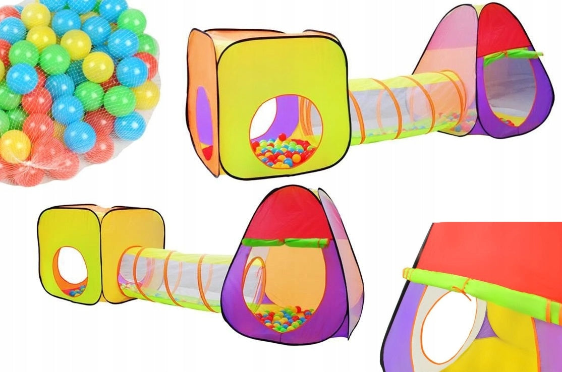 TENT FOR CHILDREN IGLO + CUBE + TUNNEL + 200 BALLS - SWIMMING POOL WITH BALLS Brand 1X