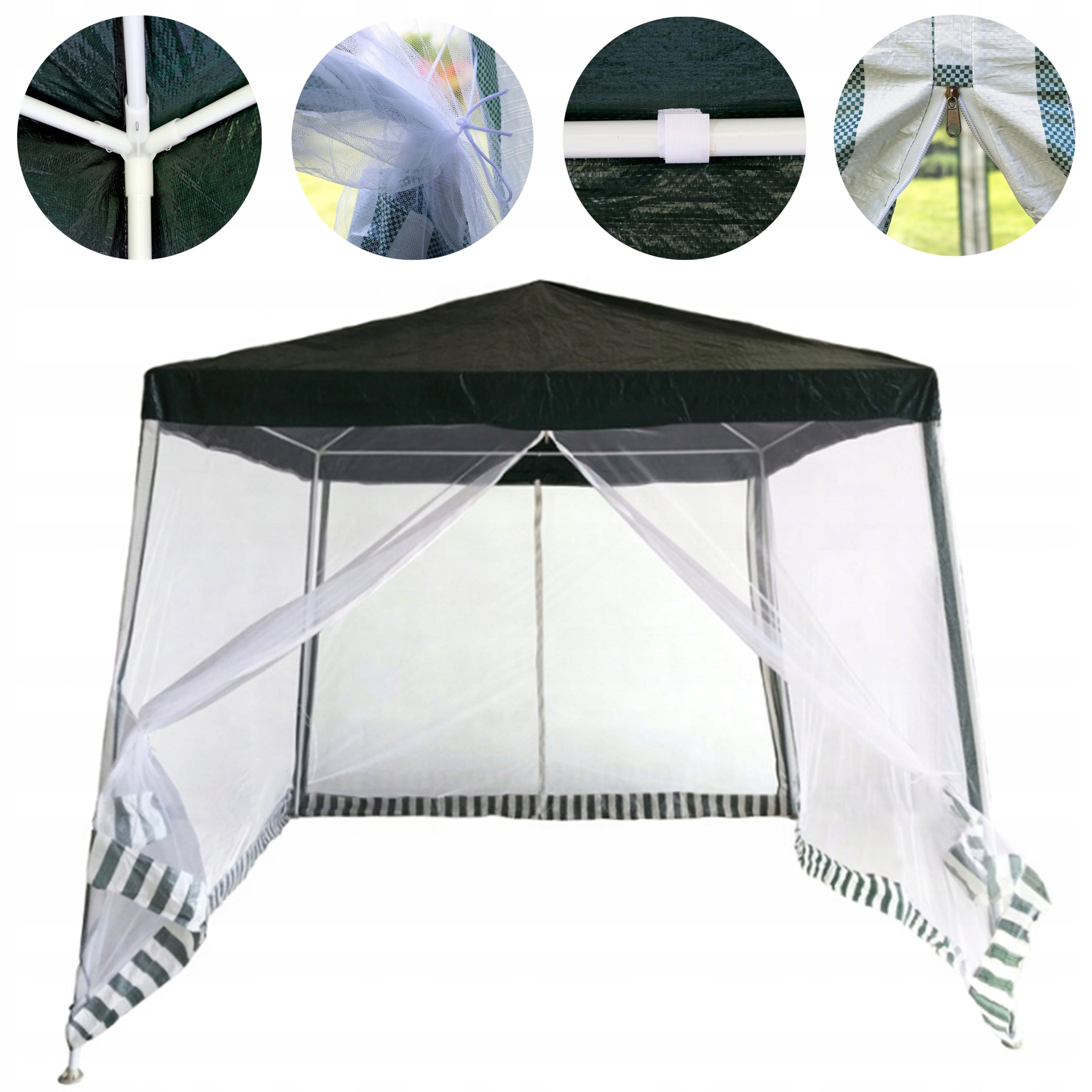 TENT GARDEN PAVILION COMMERCIAL GAZEBO STRONG 2,4x3 + 4 WALLS MOSQUITO NET
