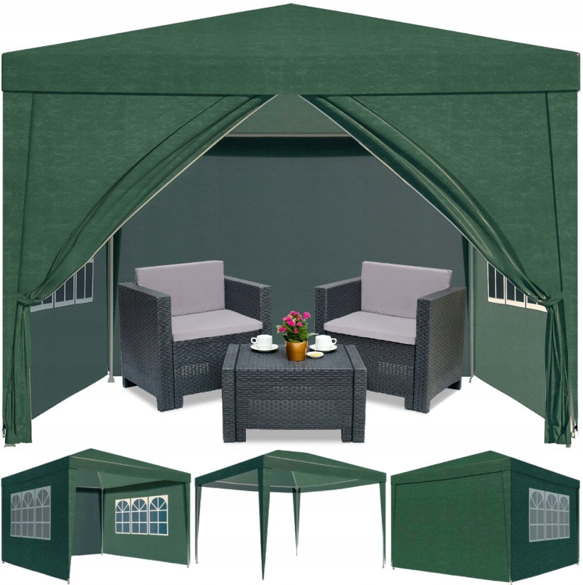 TENT GARDEN Pavilion 3X3 M PARTY COMMERCIAL GAZEBO 4 WALLS WINDOW UV50