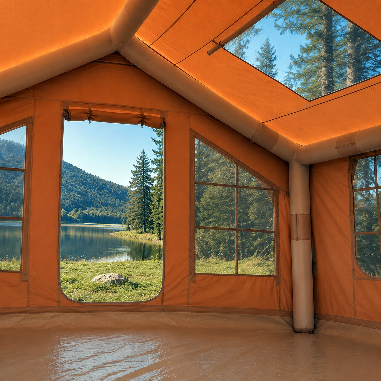 TENT PUMPED 5-7 PEOPLE OXFORD 420D LARGE VESTIBULE CAMPING GLAMPING XXL Packaging status original
