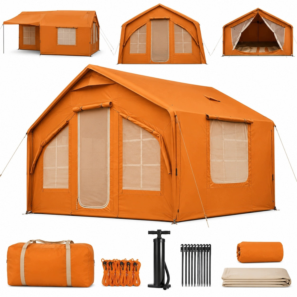 TENT PUMPED 5-7 PEOPLE OXFORD 420D LARGE VESTIBULE CAMPING GLAMPING XXL