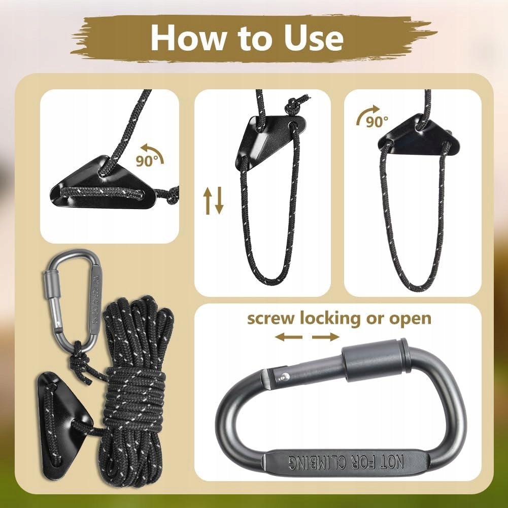 TENT ROPE 5MM REFLECTIVE ALUMINUM TENSIONERS 4 PIECES Manufacturer code LINA NAMIOTOWA ODBLASKOWA KAMPINGOWA ZEW
