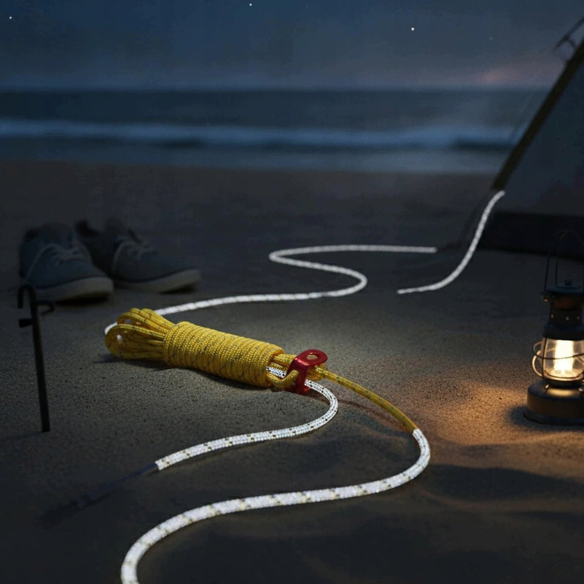 TENT ROPE 5MM YELLOW WITH REFLECTOR 4M 8 PCS TENSIONERS COVER Manufacturer code TL7618-POKROWIEC