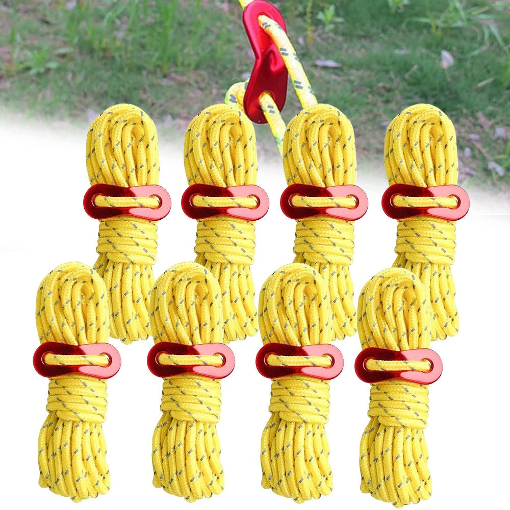 TENT ROPE EXTRACTION 5MM SET 8PCS ALUMINUM TENSIONER Packaging status original