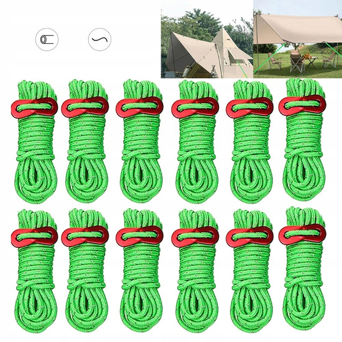 TENT ROPE WITH TENSIONERS REFLECTIVE ELEMENTS 40M 4MM Brand no brand