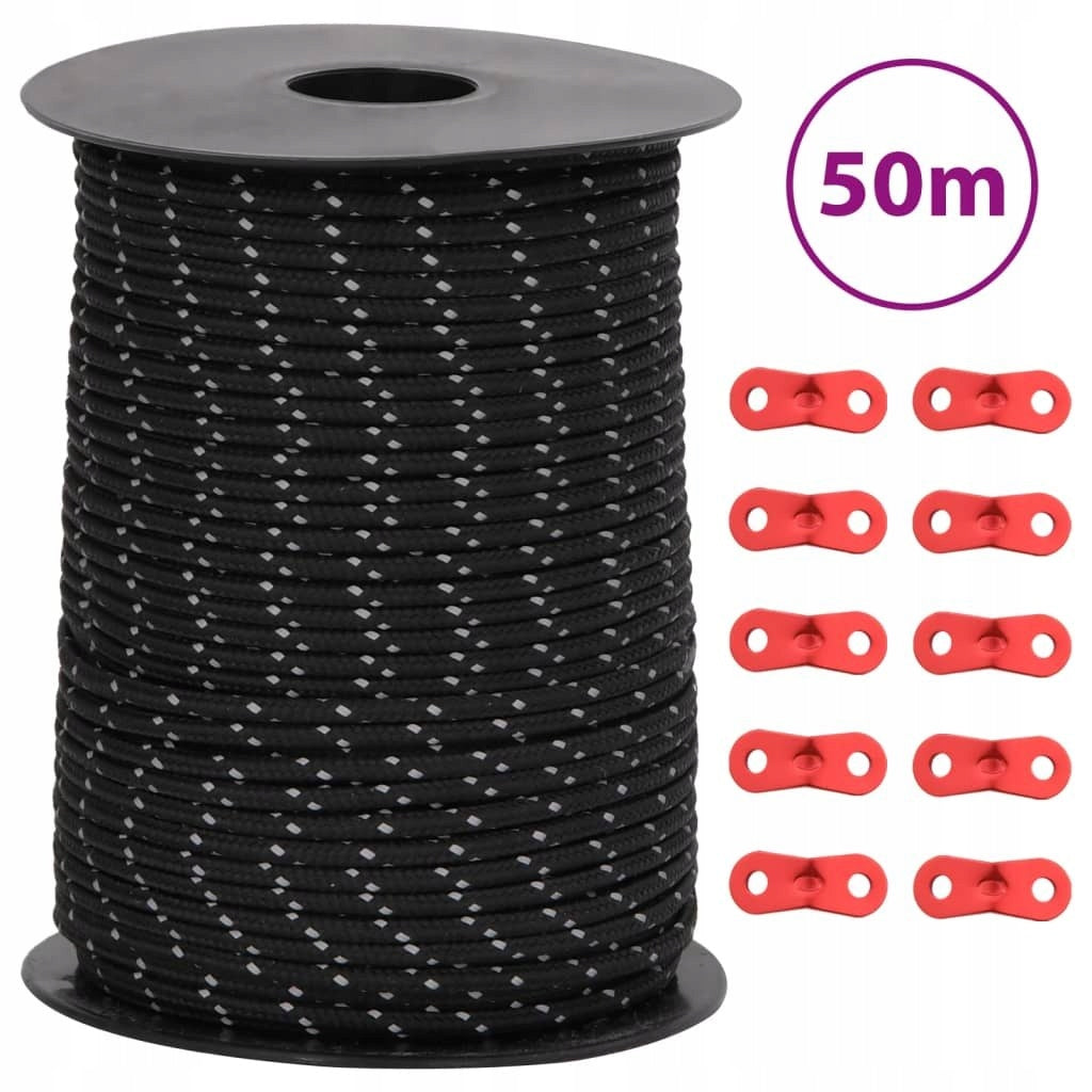 TENT ROPE WITH TENSIONERS REFLECTIVE ELEMENTS 50M 3MM